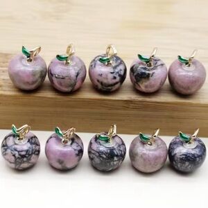 8pcs Pink and Black Marble Apple Pendant